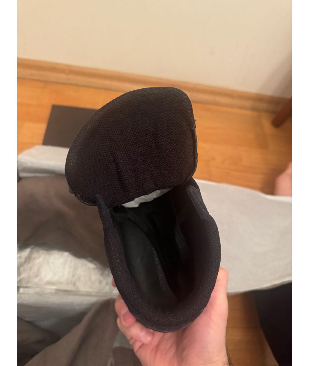 BOTTEGA VENETA Темно-синие кожаные высокие кроссовки / кеды, фото 3