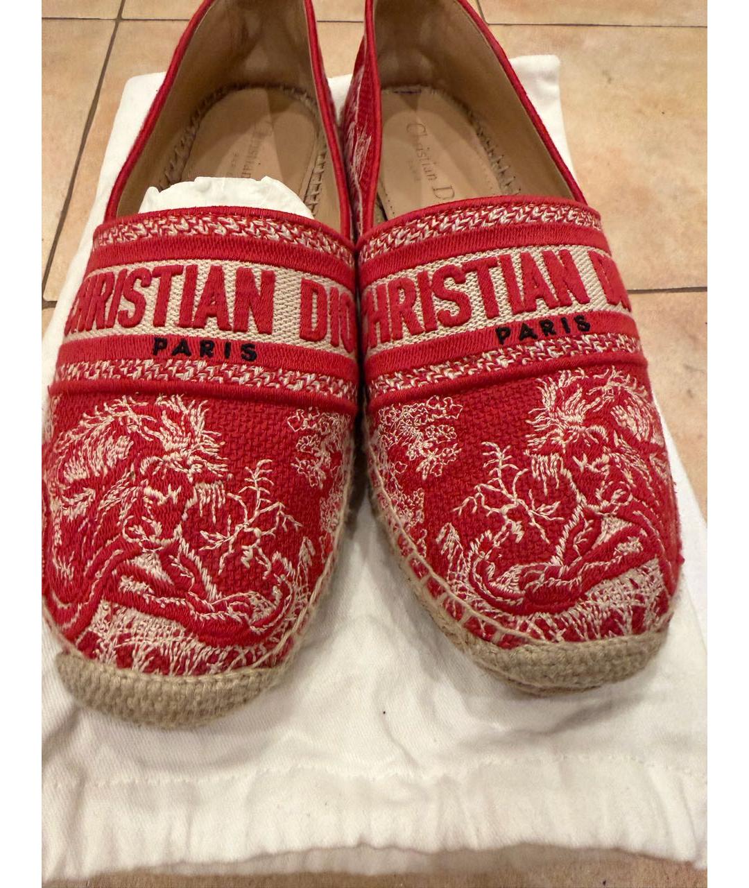 CHRISTIAN DIOR Красные кожаные эспадрильи, фото 2
