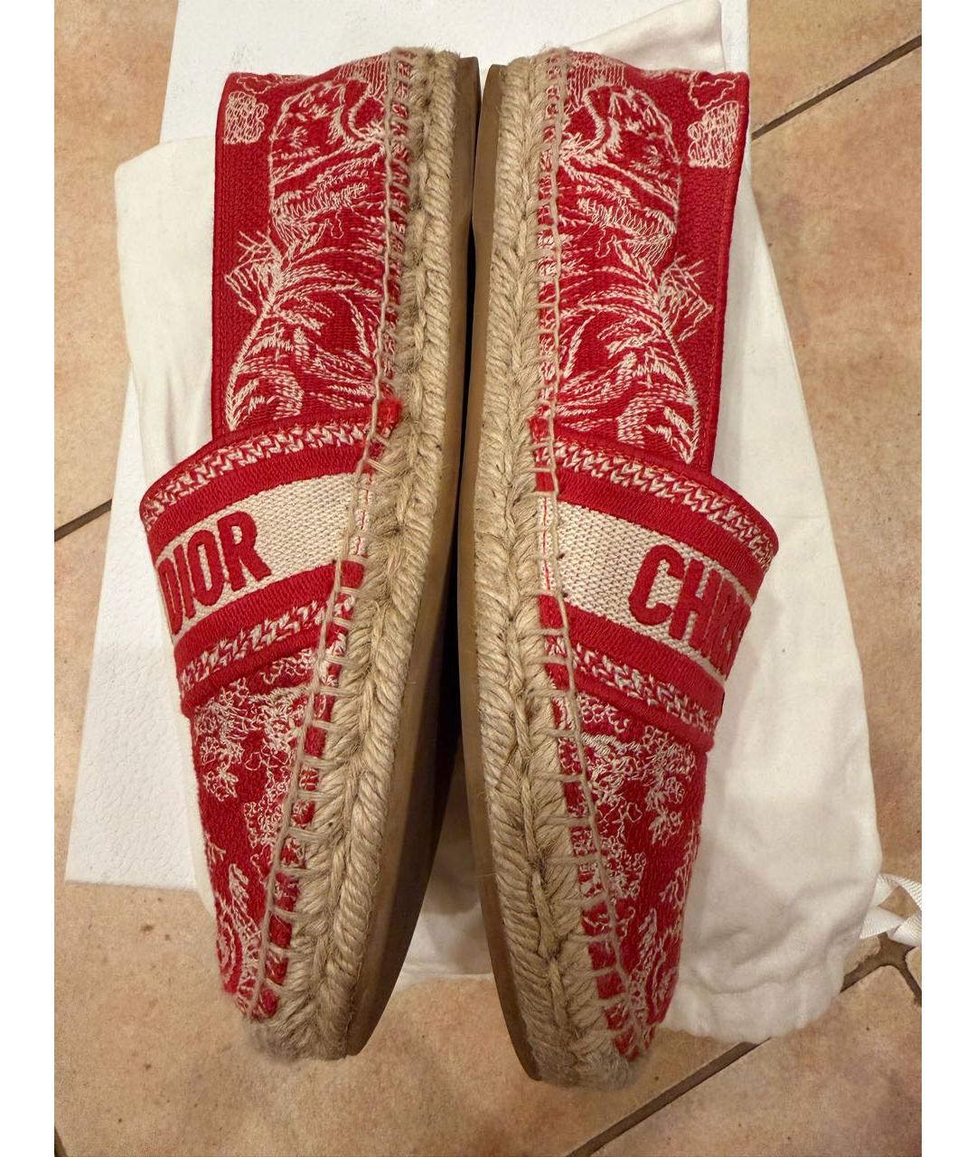 CHRISTIAN DIOR Красные кожаные эспадрильи, фото 5