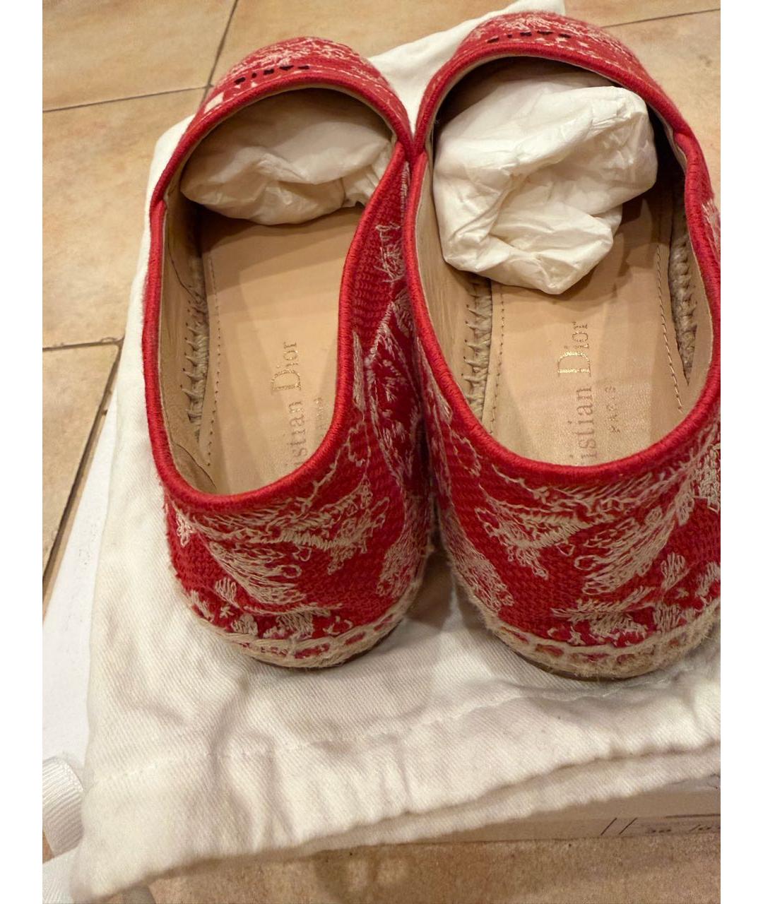 CHRISTIAN DIOR Красные кожаные эспадрильи, фото 3