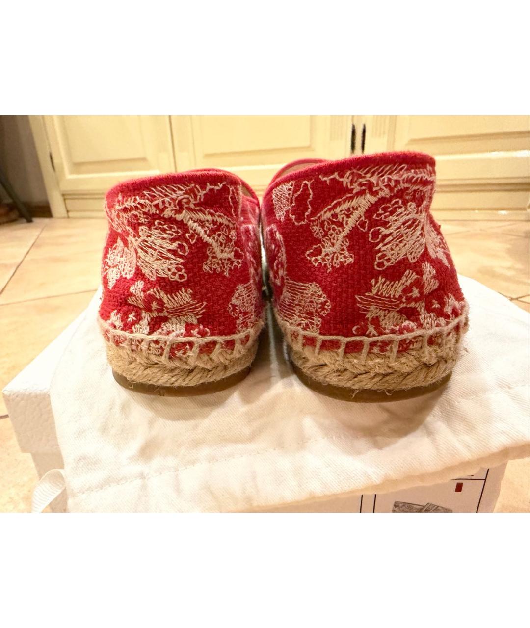 CHRISTIAN DIOR Красные кожаные эспадрильи, фото 4