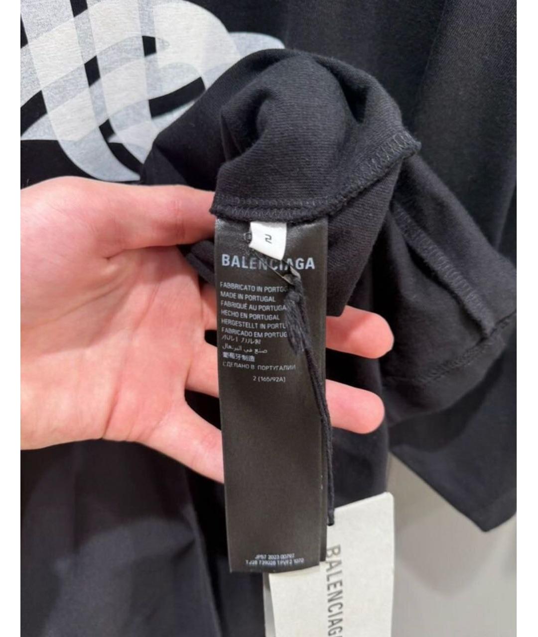 BALENCIAGA Черная хлопковая футболка, фото 7