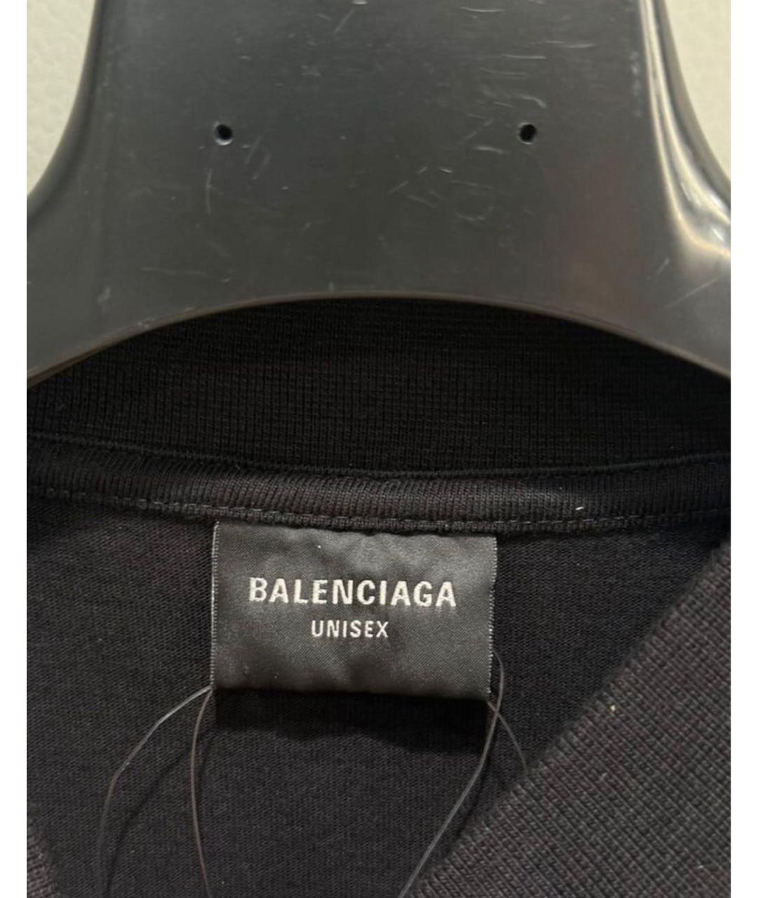 BALENCIAGA Черная хлопковая футболка, фото 4