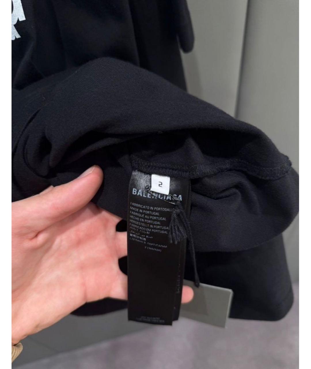 BALENCIAGA Черная хлопковая футболка, фото 5