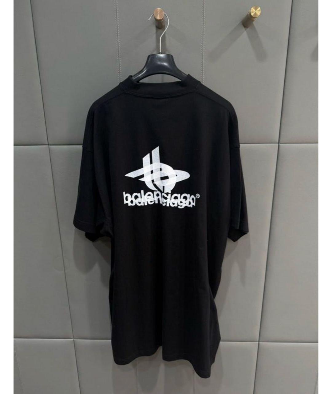 BALENCIAGA Черная хлопковая футболка, фото 2