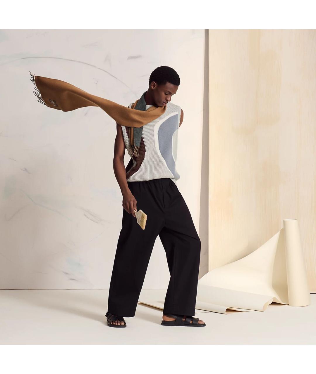 HERMES Серый кашемировый шарф, фото 4