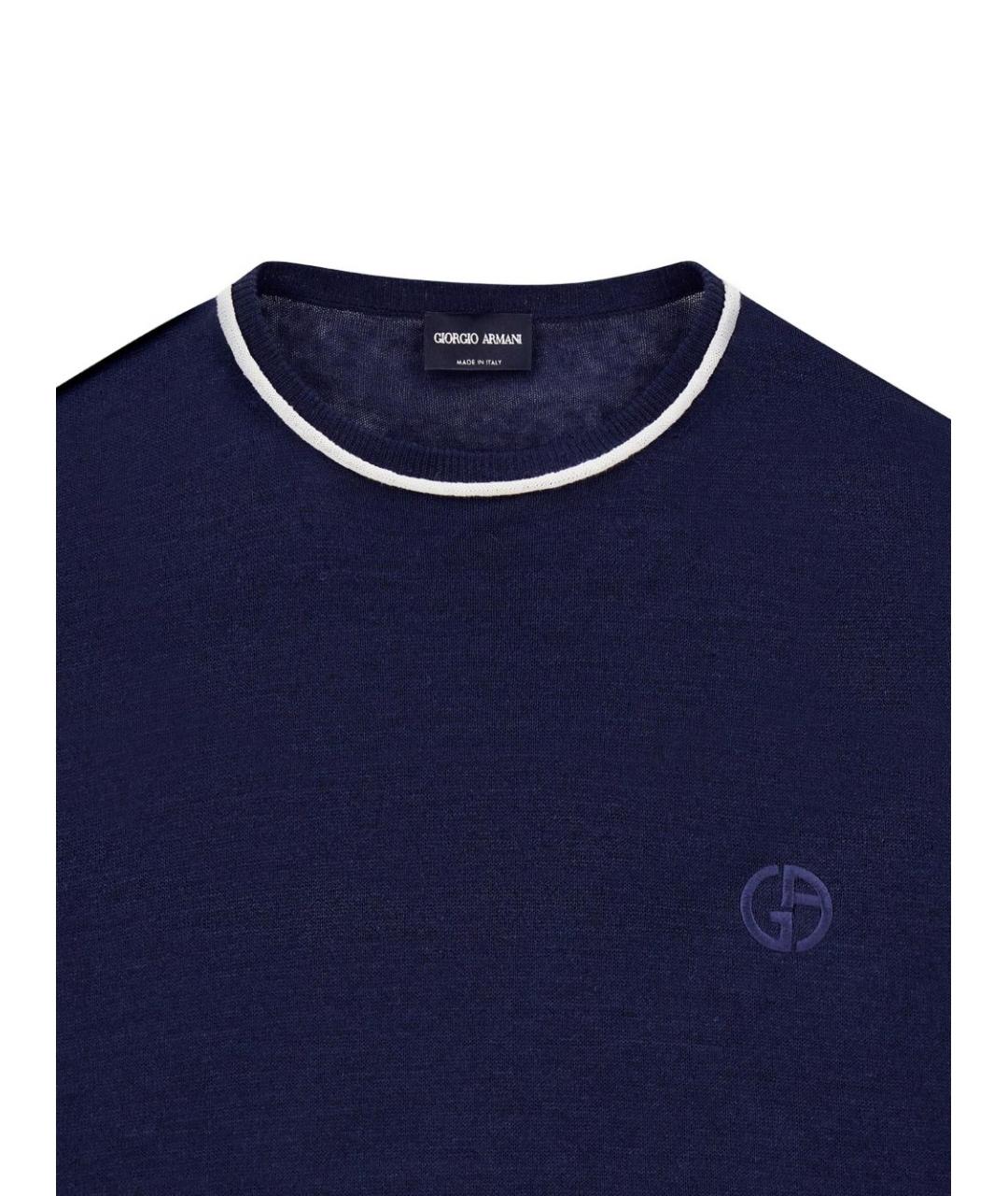 GIORGIO ARMANI Темно-синий льняной джемпер / свитер, фото 2