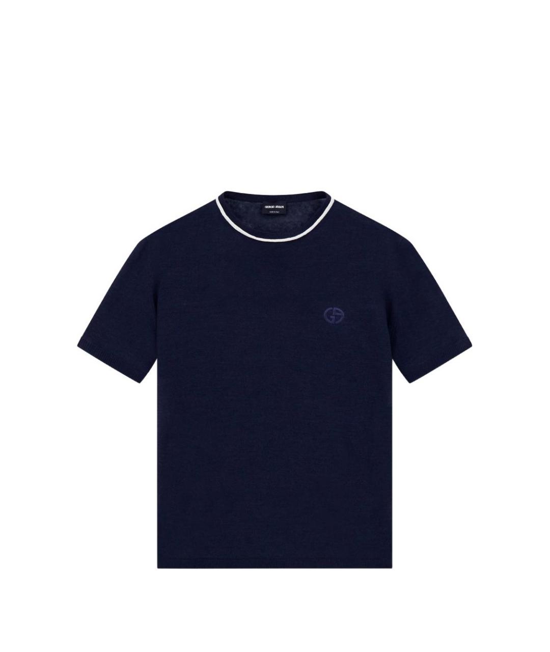 GIORGIO ARMANI Темно-синий льняной джемпер / свитер, фото 1