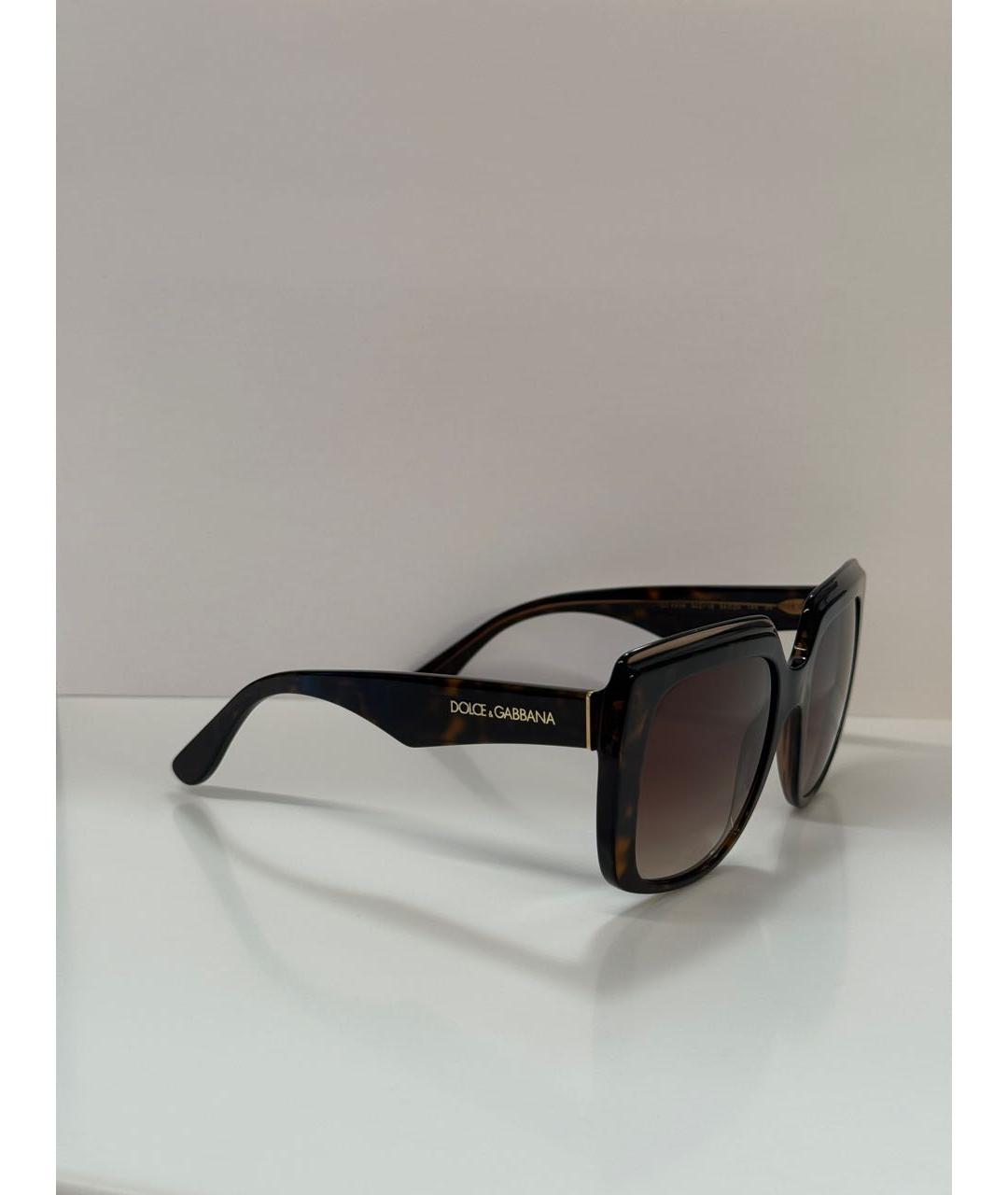 DOLCE&GABBANA Коричневые пластиковые солнцезащитные очки, фото 2