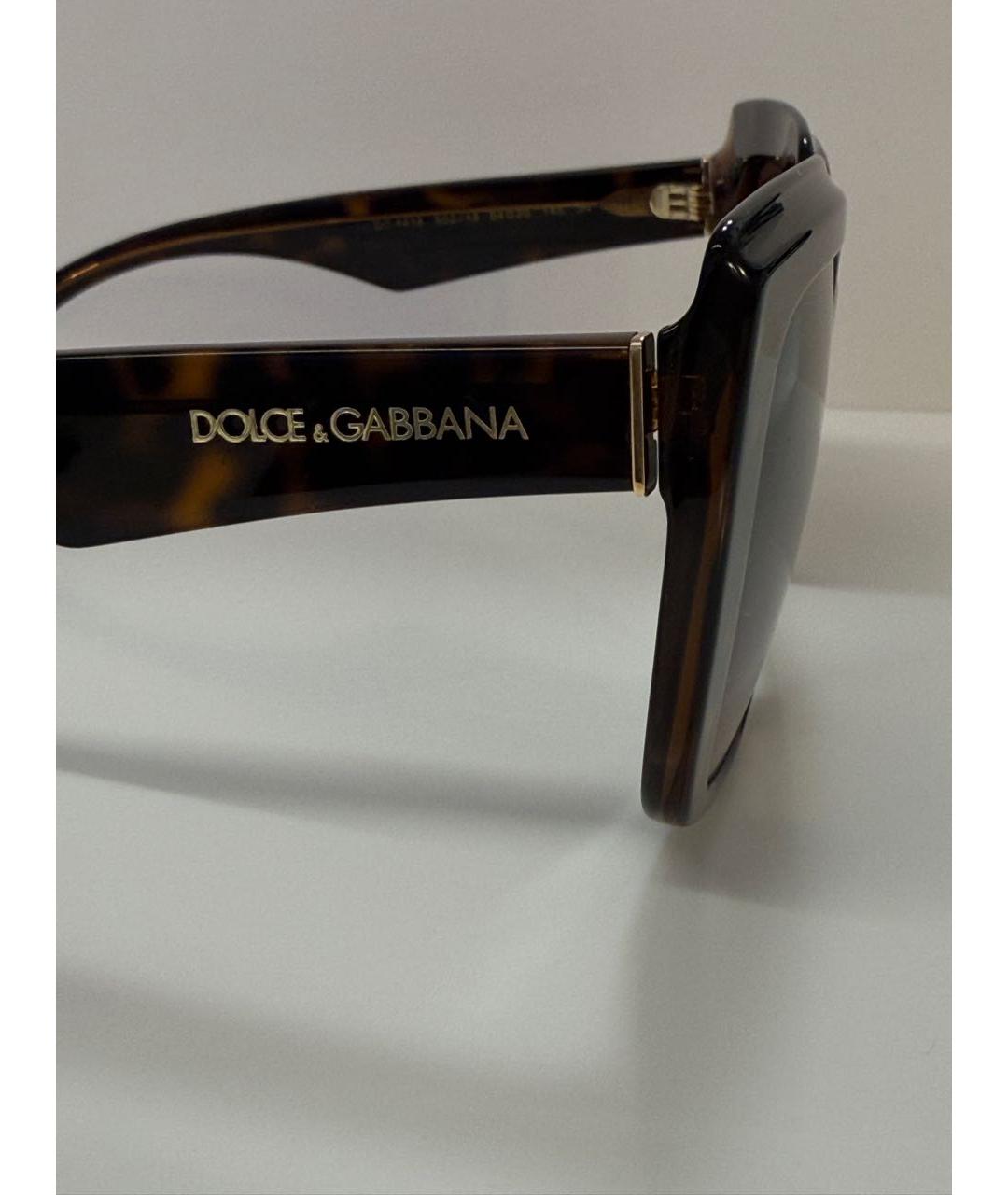 DOLCE&GABBANA Коричневые пластиковые солнцезащитные очки, фото 3
