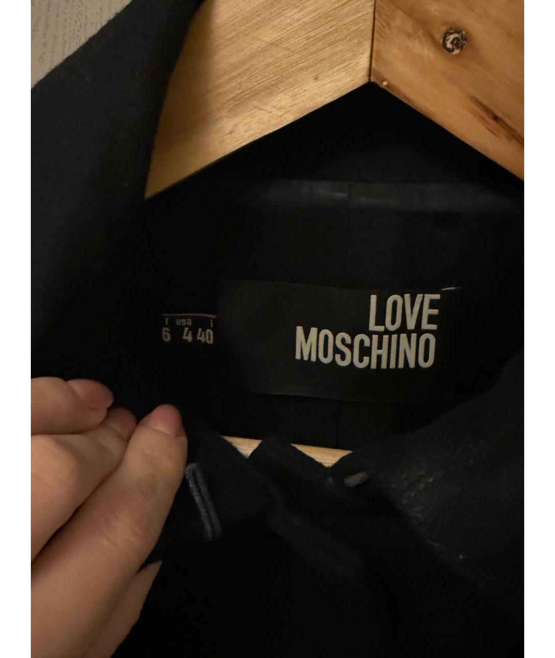 LOVE MOSCHINO Черное шерстяное пальто, фото 3