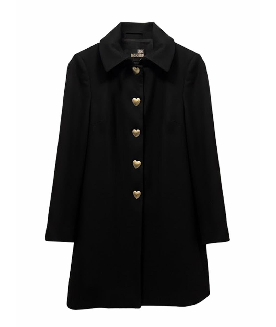 LOVE MOSCHINO Черное шерстяное пальто, фото 1