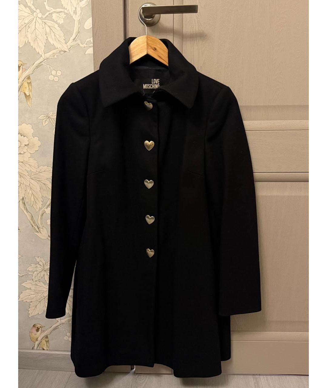 LOVE MOSCHINO Черное шерстяное пальто, фото 4
