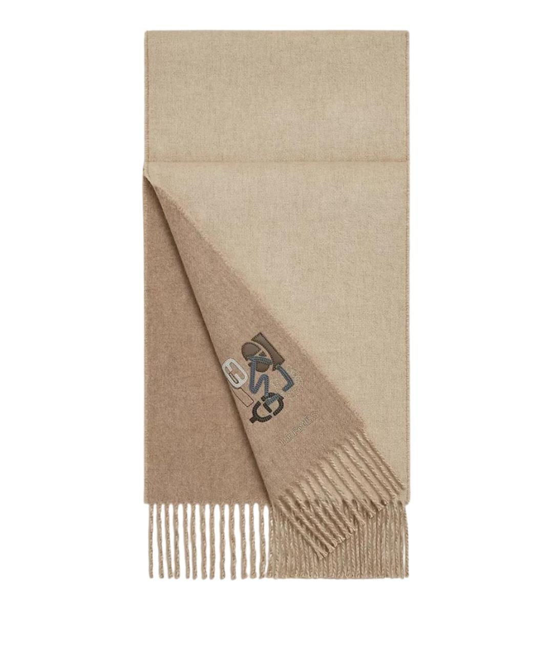 HERMES Бежевый кашемировый шарф, фото 1