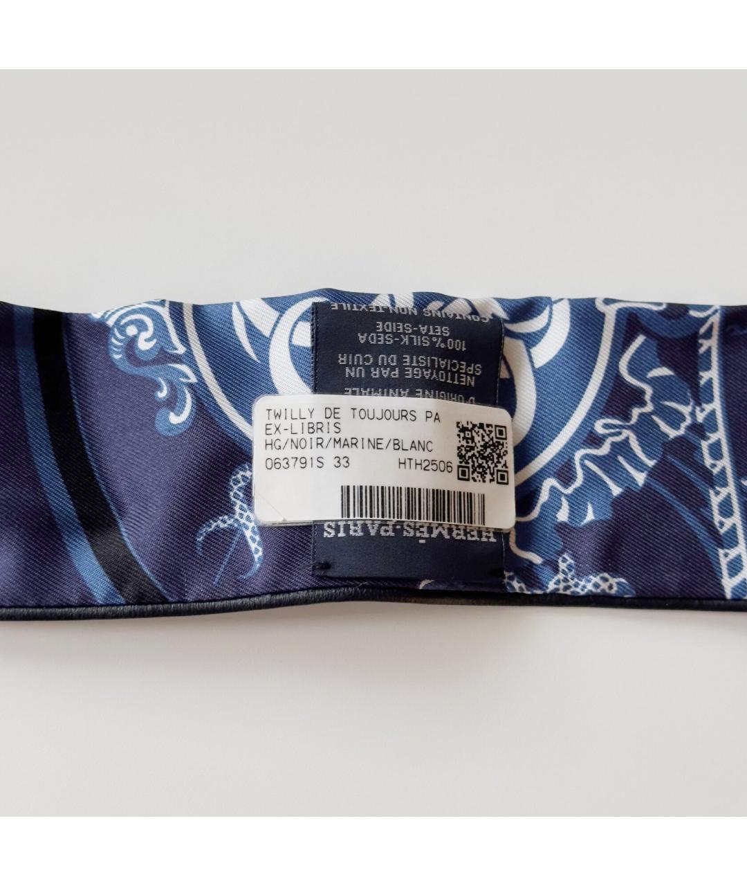 HERMES Синий шелковый платок, фото 7