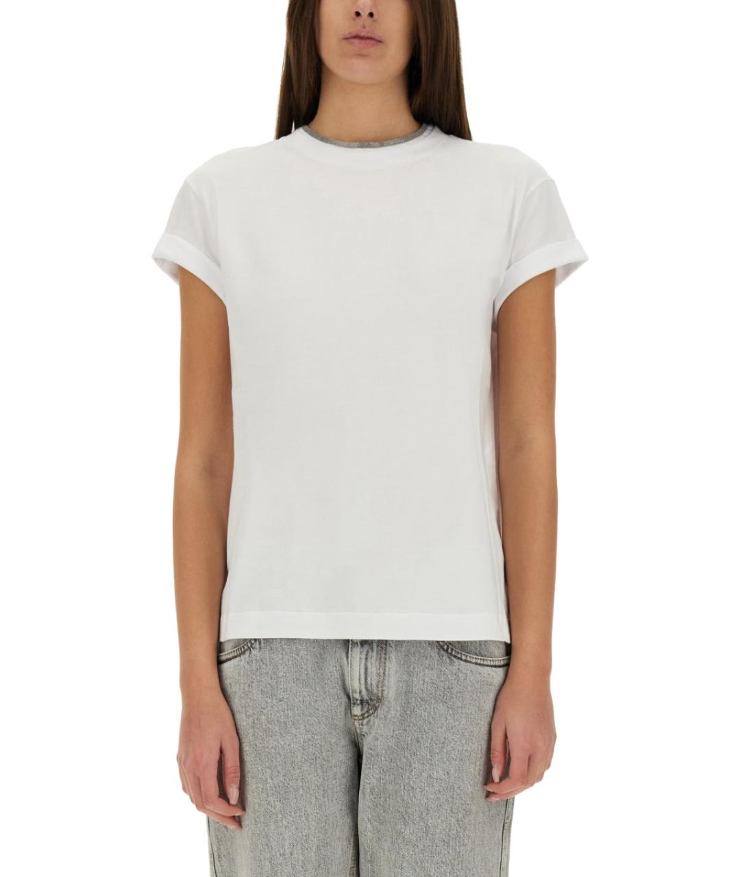 BRUNELLO CUCINELLI Белая хлопковая футболка, фото 2