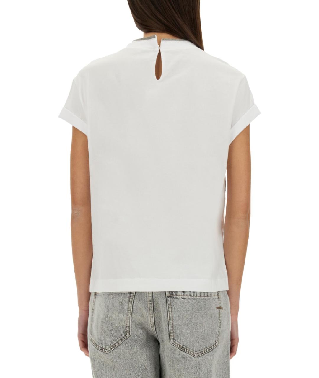 BRUNELLO CUCINELLI Белая хлопковая футболка, фото 5