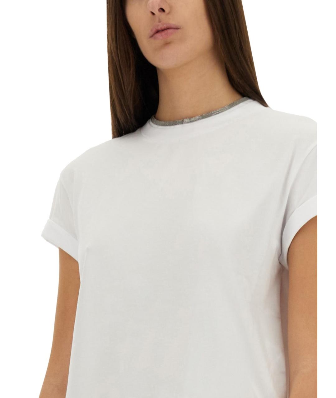BRUNELLO CUCINELLI Белая хлопковая футболка, фото 6
