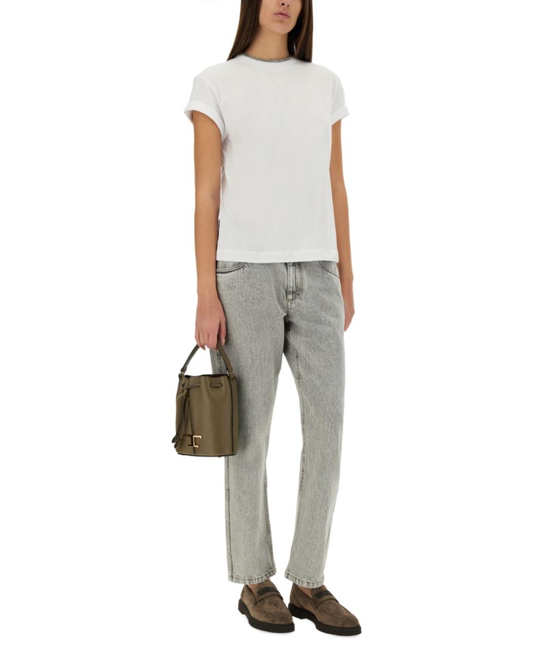 BRUNELLO CUCINELLI Белая хлопковая футболка, фото 3