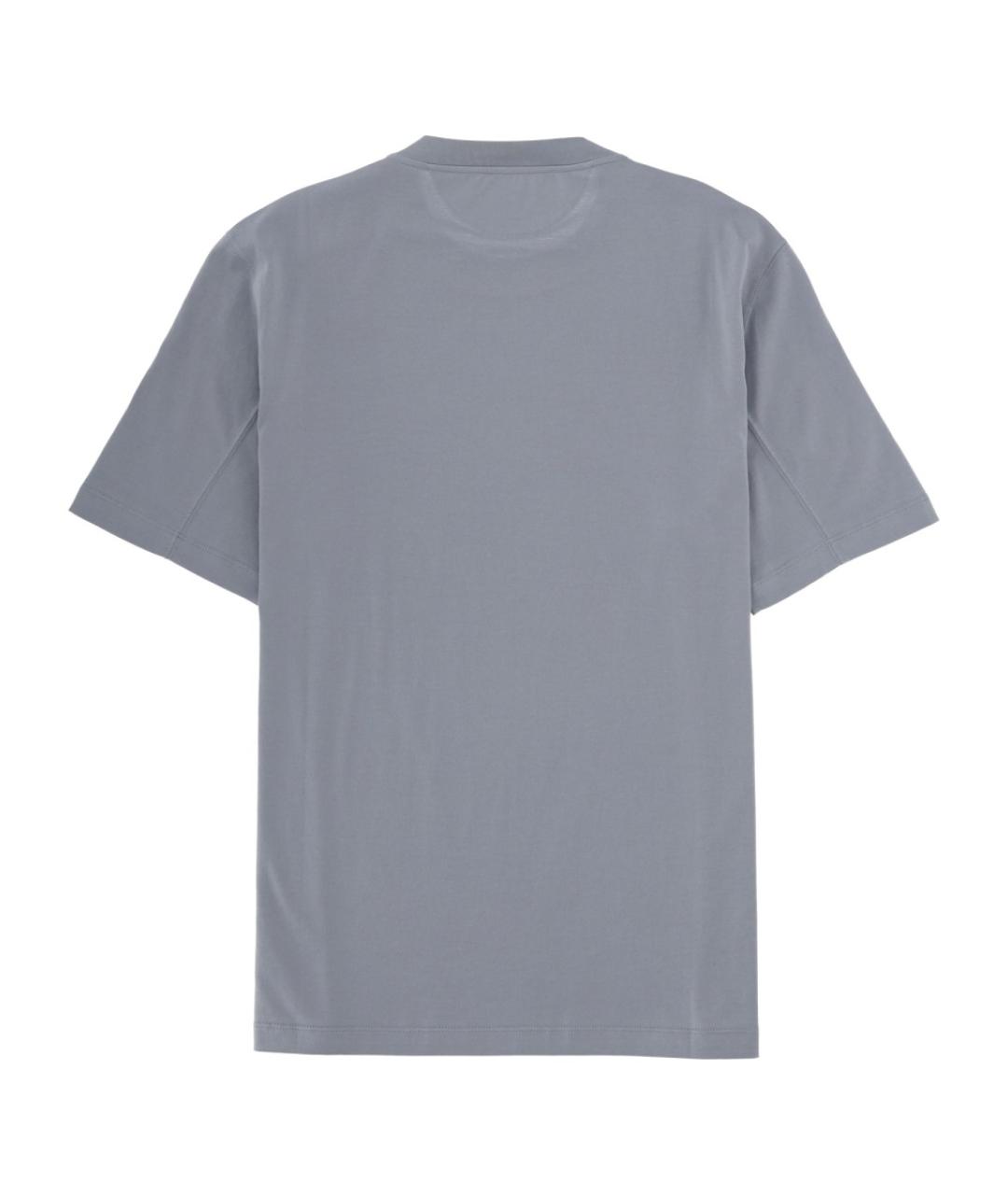 BRUNELLO CUCINELLI Голубая хлопковая футболка, фото 2