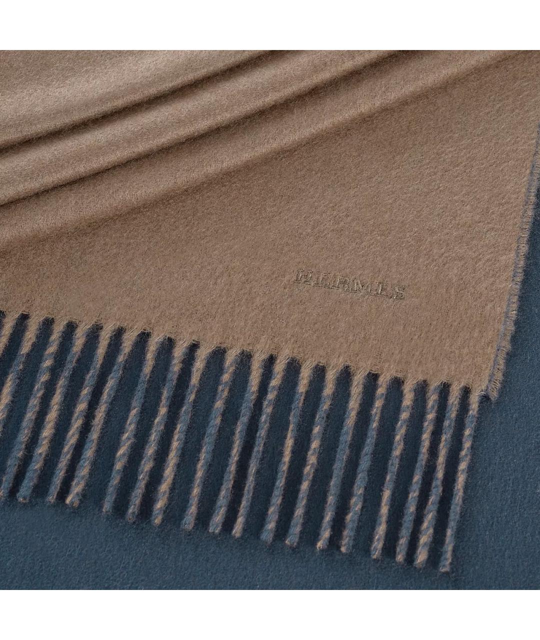HERMES Синий кашемировый шарф, фото 3