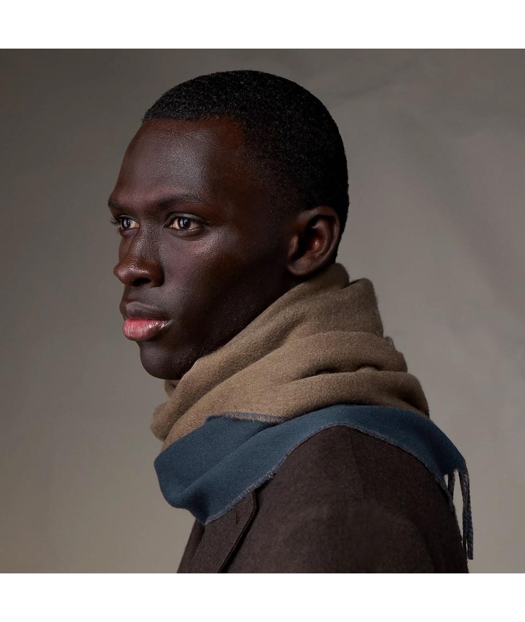 HERMES Синий кашемировый шарф, фото 2