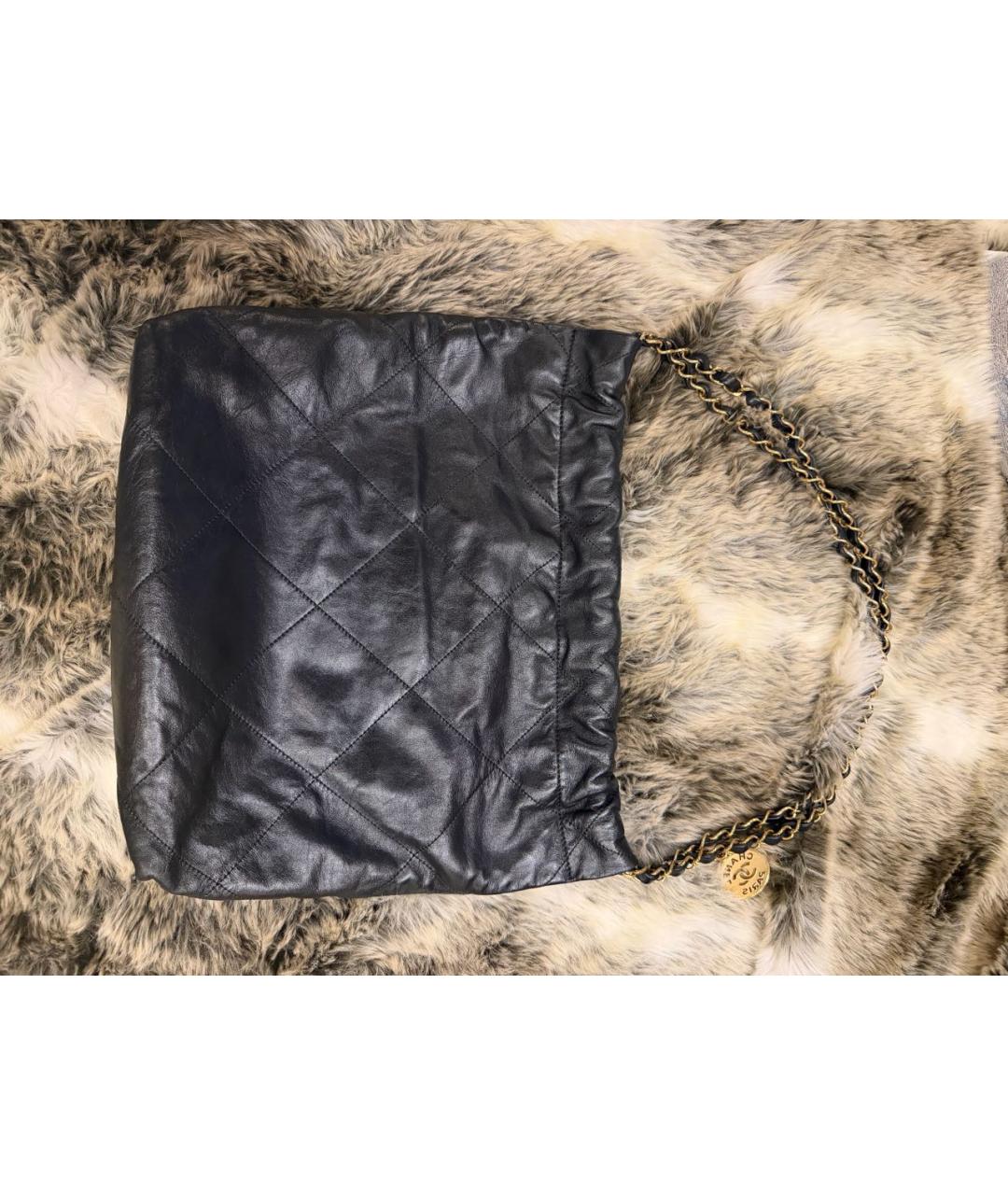 CHANEL Черная кожаная сумка тоут, фото 7