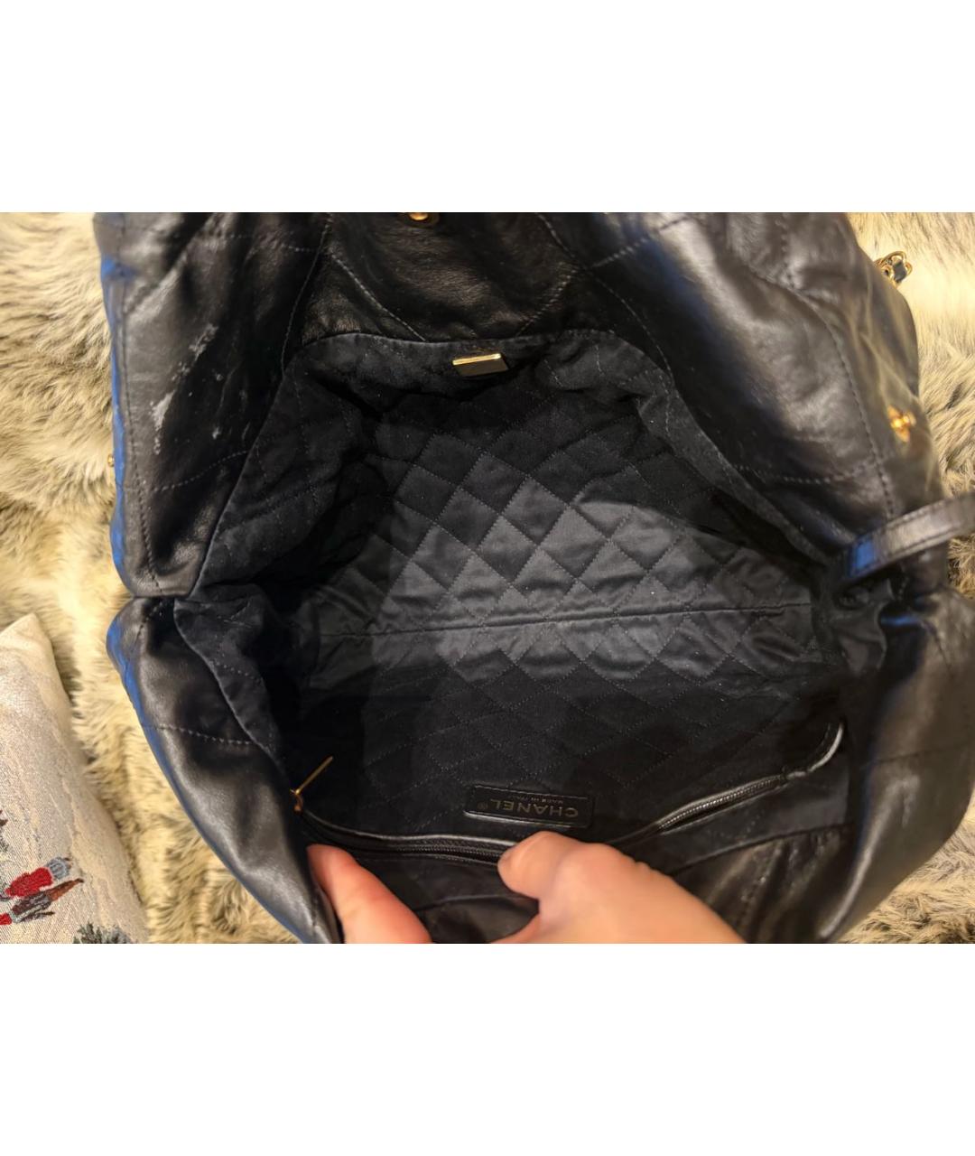 CHANEL Черная кожаная сумка тоут, фото 2