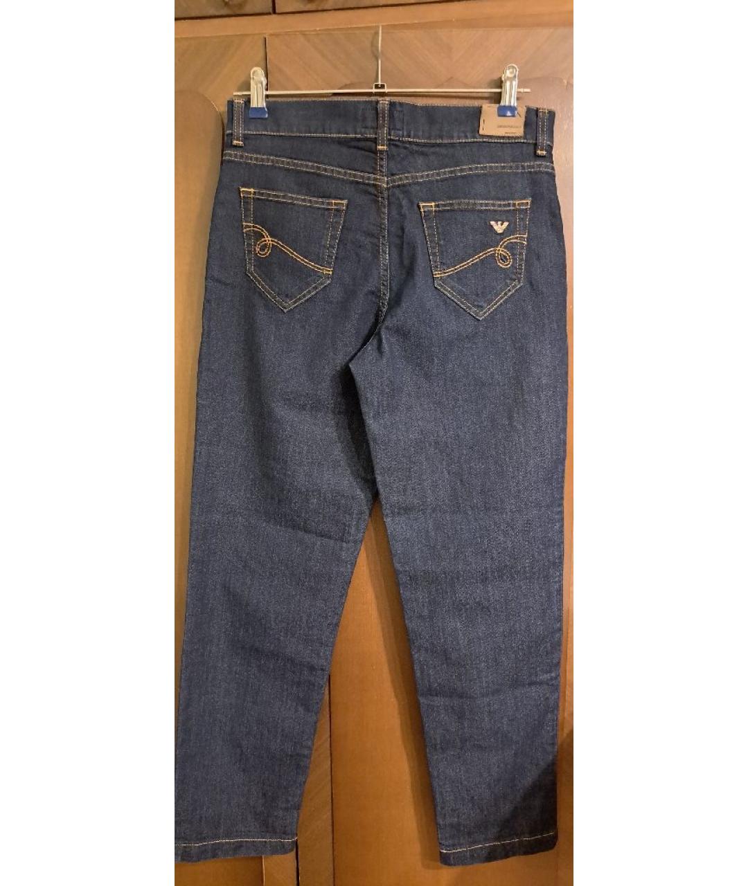 EMPORIO ARMANI Темно-синие хлопковые прямые джинсы, фото 2