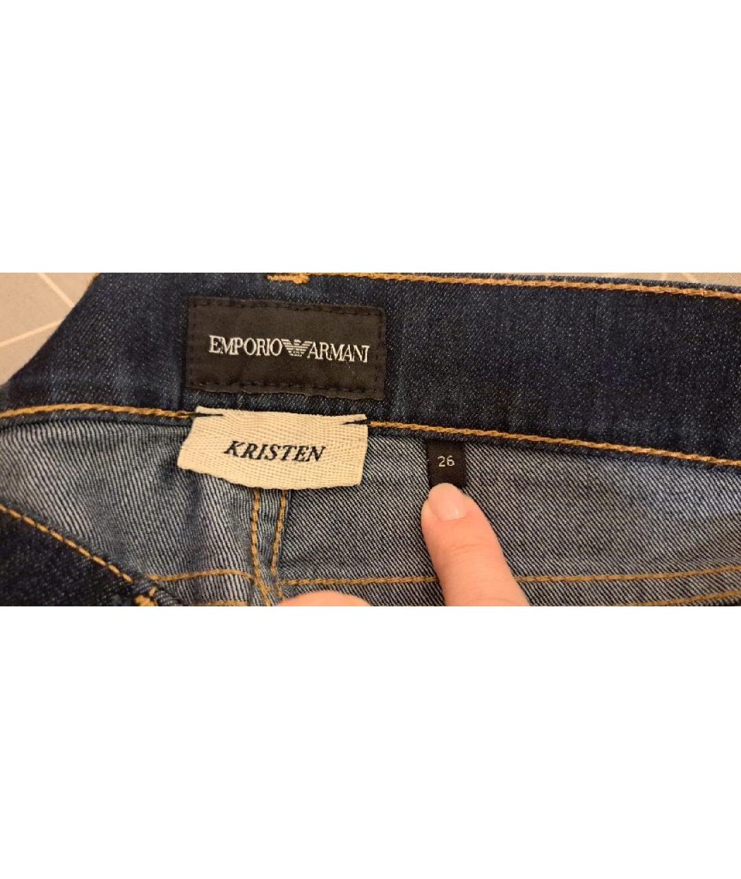 EMPORIO ARMANI Темно-синие хлопковые прямые джинсы, фото 3