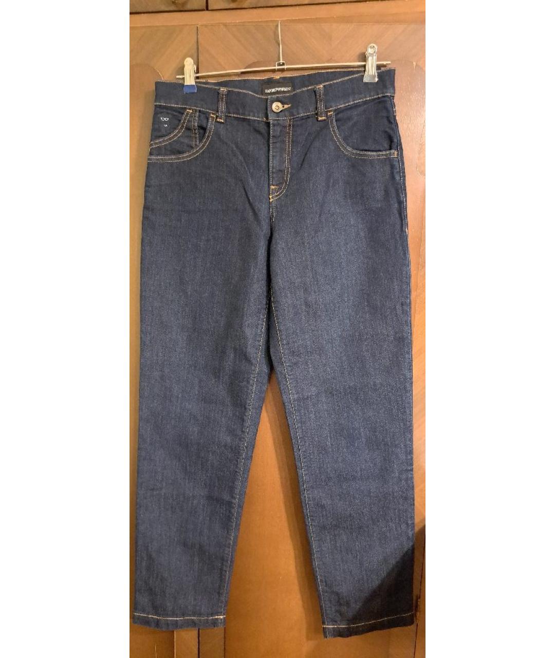 EMPORIO ARMANI Темно-синие хлопковые прямые джинсы, фото 9