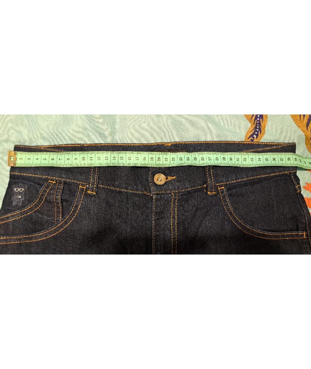 EMPORIO ARMANI Темно-синие хлопковые прямые джинсы, фото 8