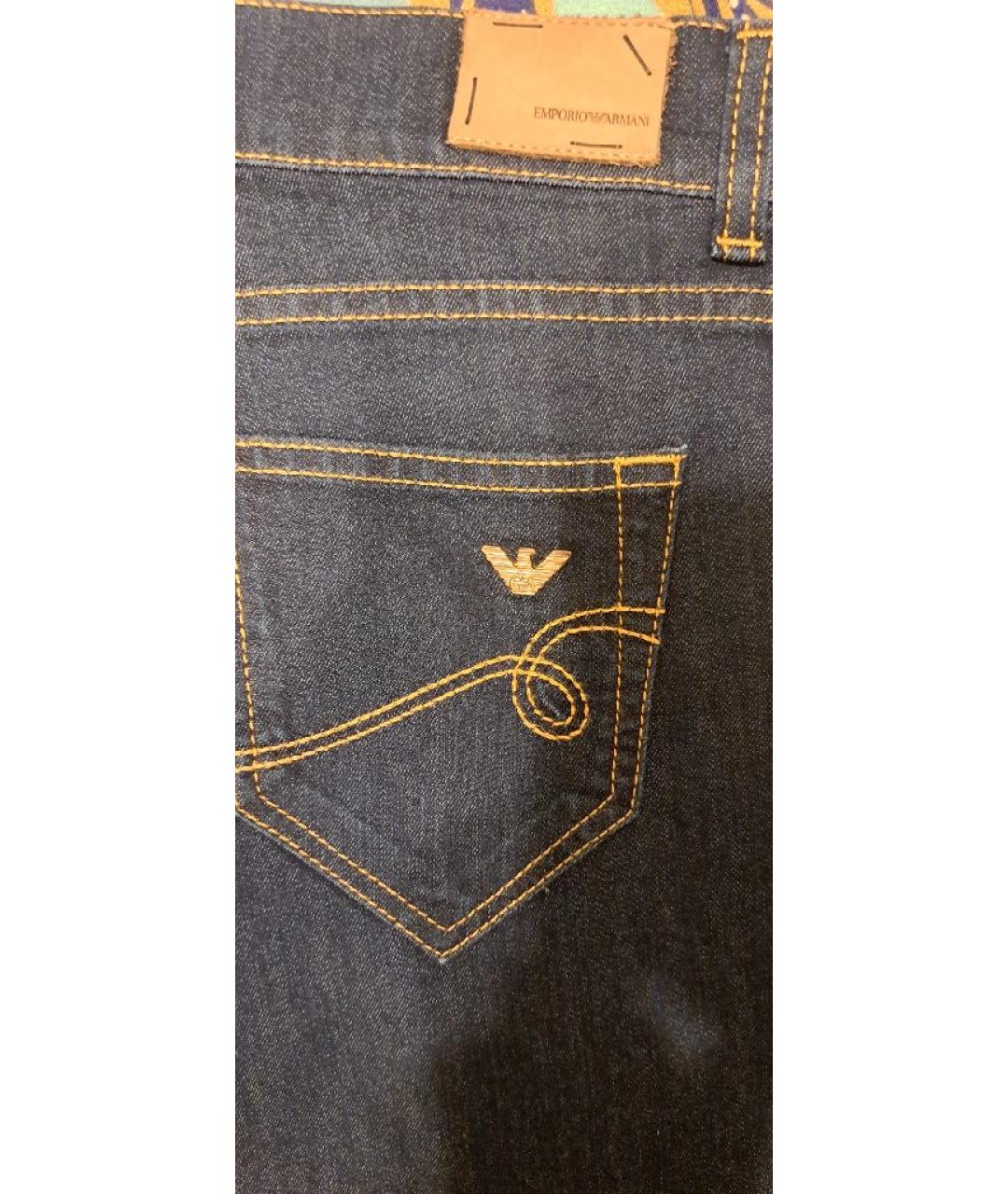 EMPORIO ARMANI Темно-синие хлопковые прямые джинсы, фото 5