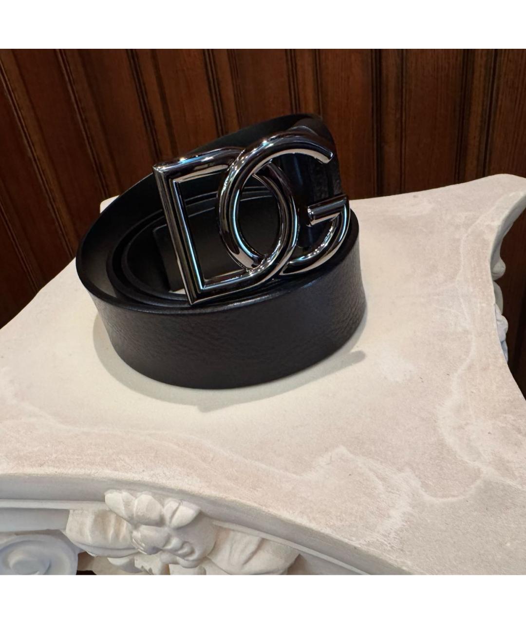 DOLCE&GABBANA Черный кожаный ремень, фото 5