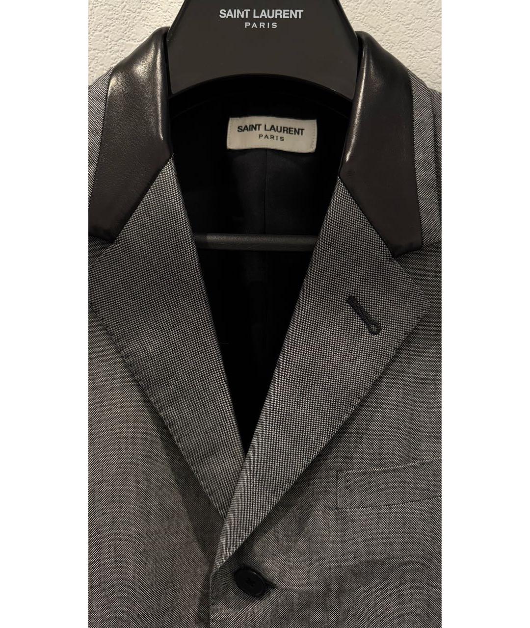SAINT LAURENT Серый хлопковый пиджак, фото 4
