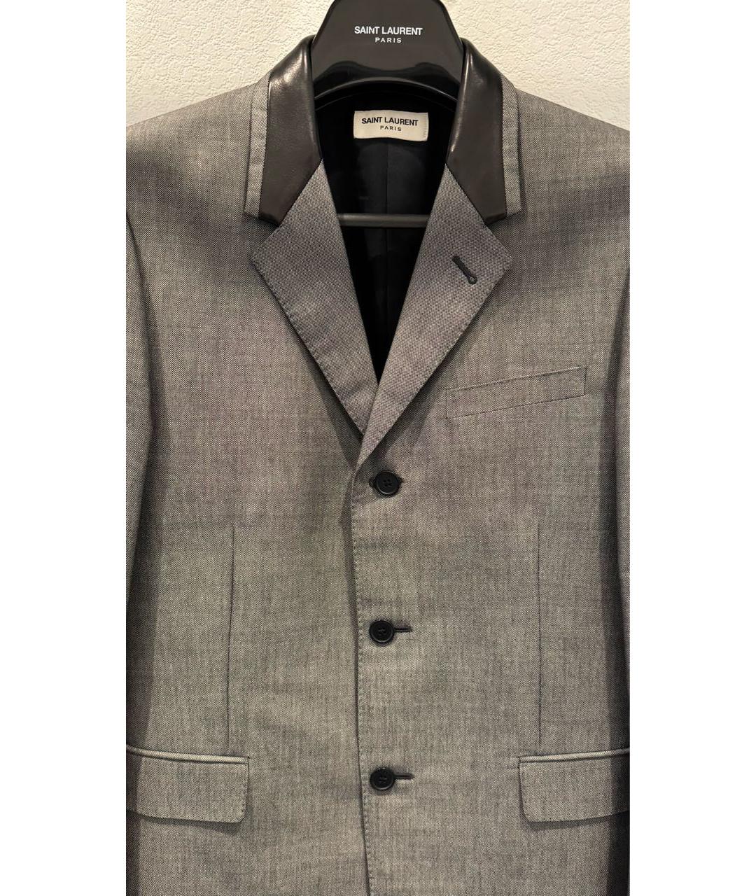 SAINT LAURENT Серый хлопковый пиджак, фото 3