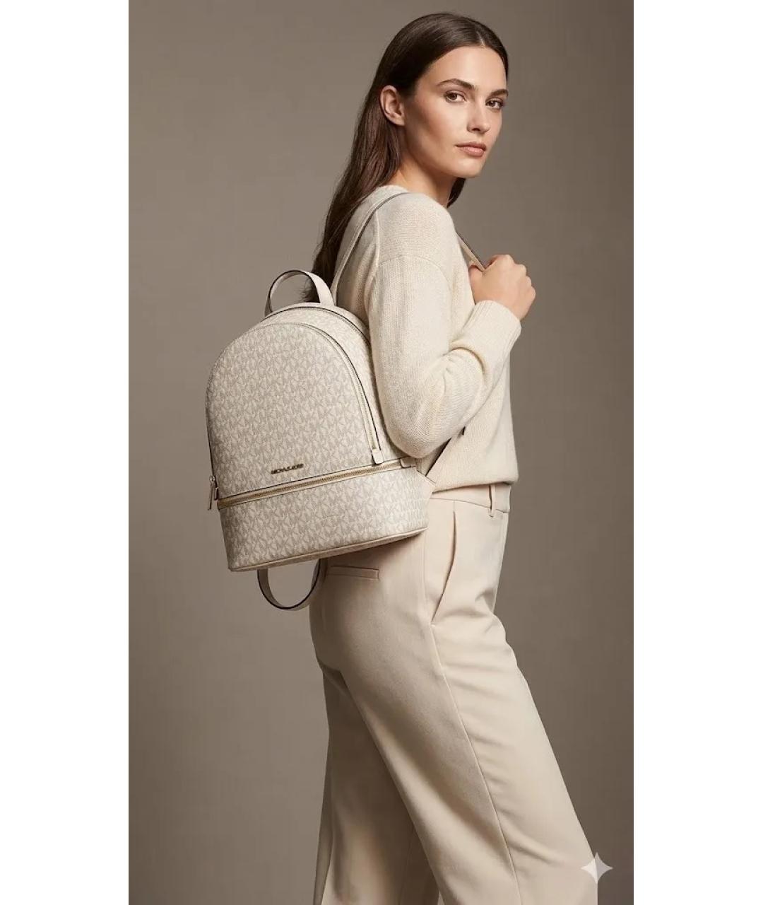 MICHAEL KORS Бежевый рюкзак из искусственной кожи, фото 4