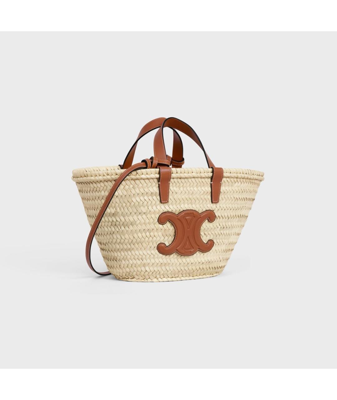 CELINE Бежевая пелетеная пляжная сумка, фото 2