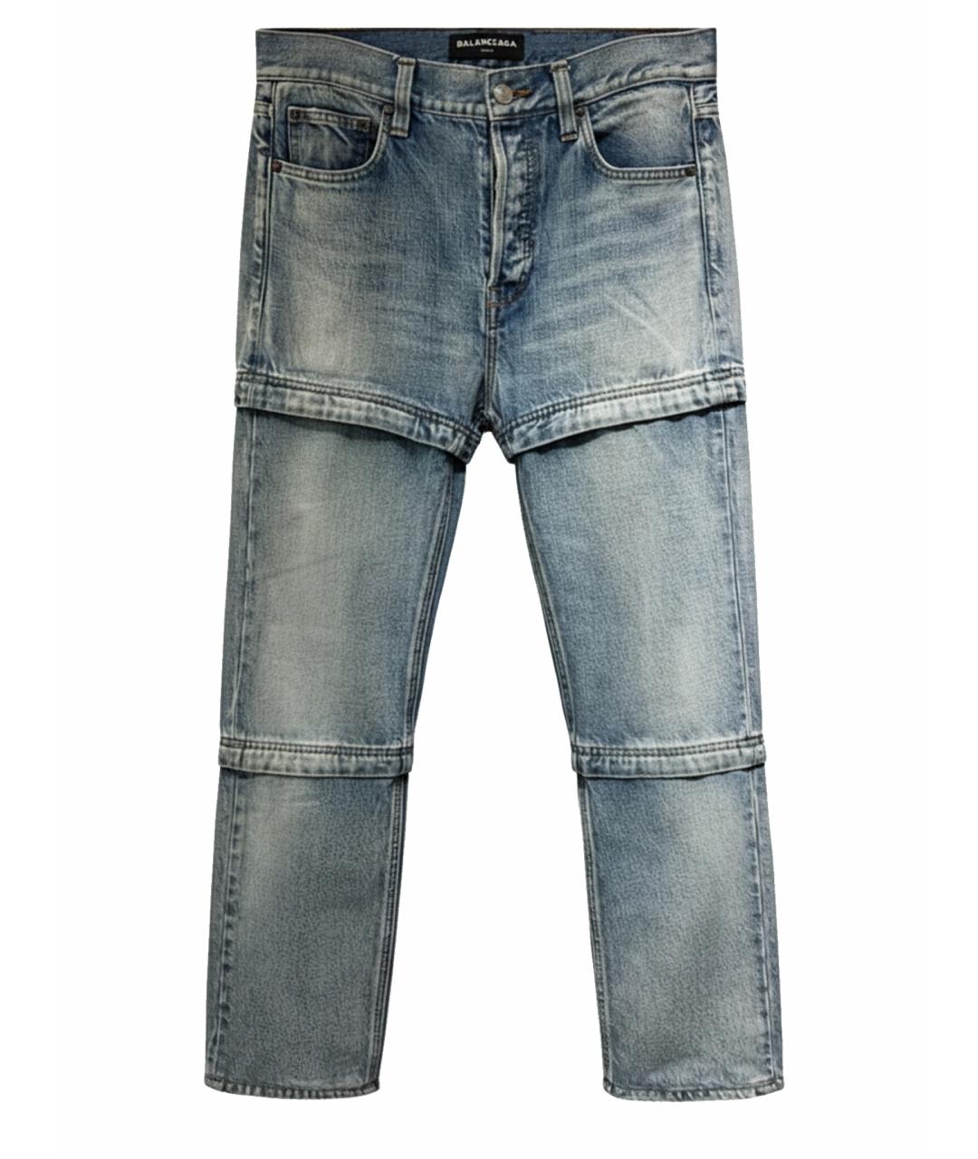BALENCIAGA Синие хлопковые прямые джинсы, фото 1