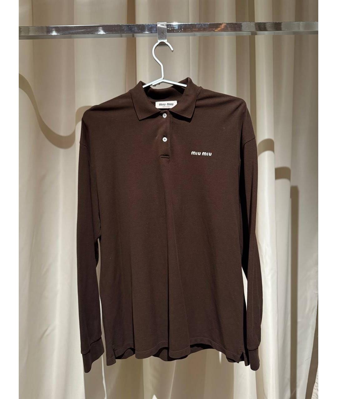 MIU MIU Коричневая хлопковая кэжуал рубашка, фото 3