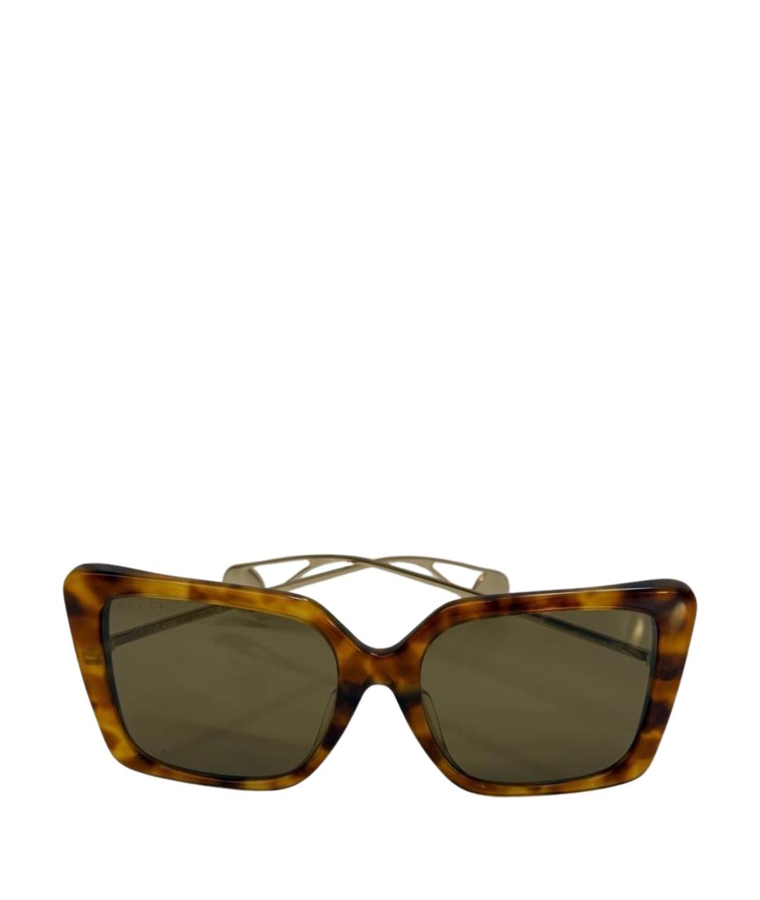 GUCCI Коричневые пластиковые солнцезащитные очки, фото 1