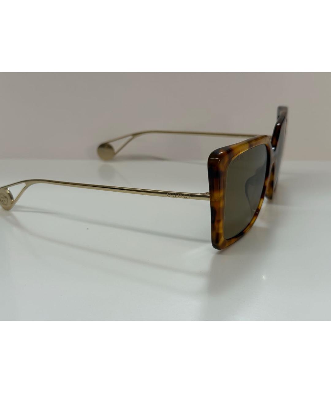 GUCCI Коричневые пластиковые солнцезащитные очки, фото 2