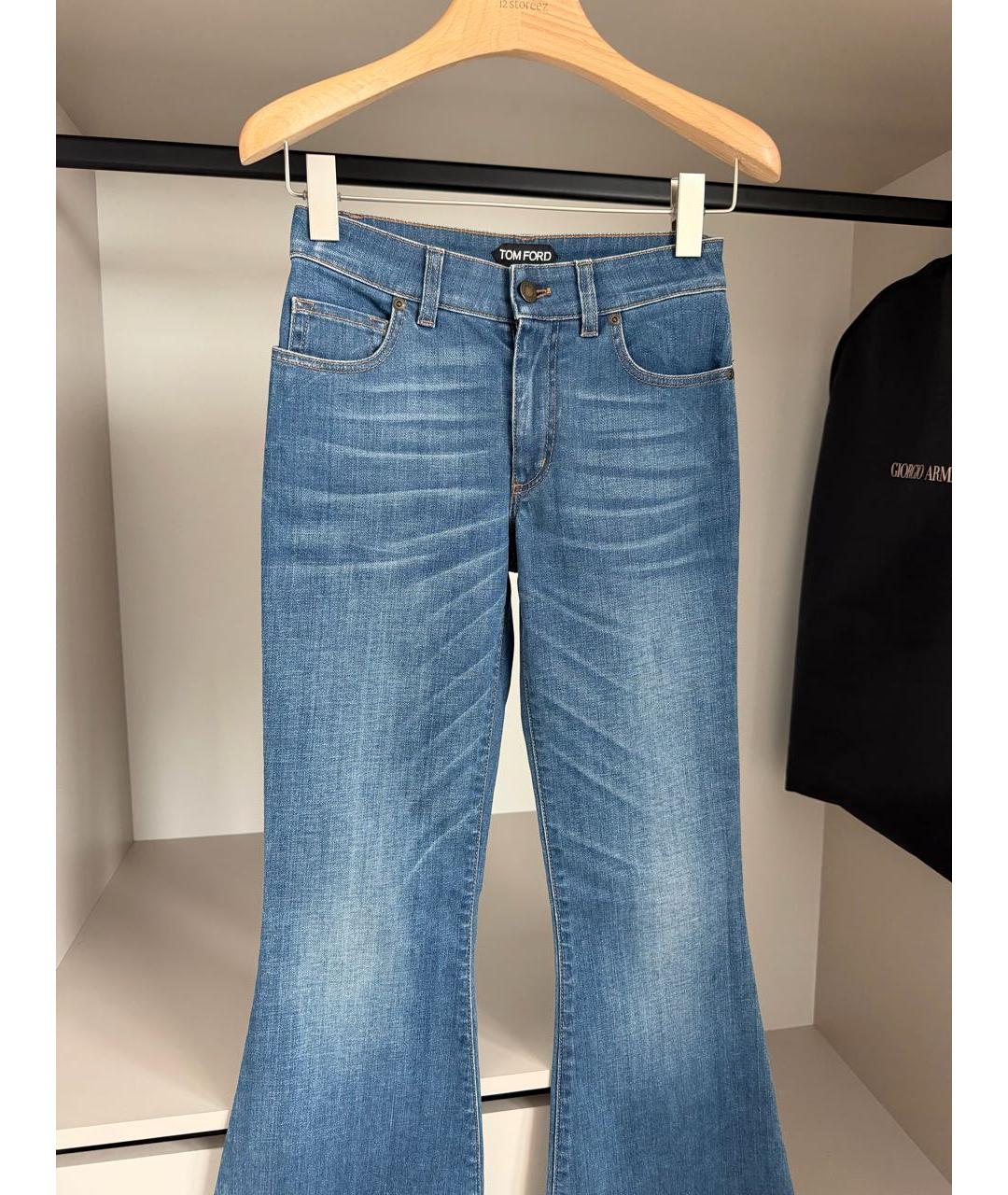 TOM FORD Синие хлопко-эластановые джинсы клеш, фото 3