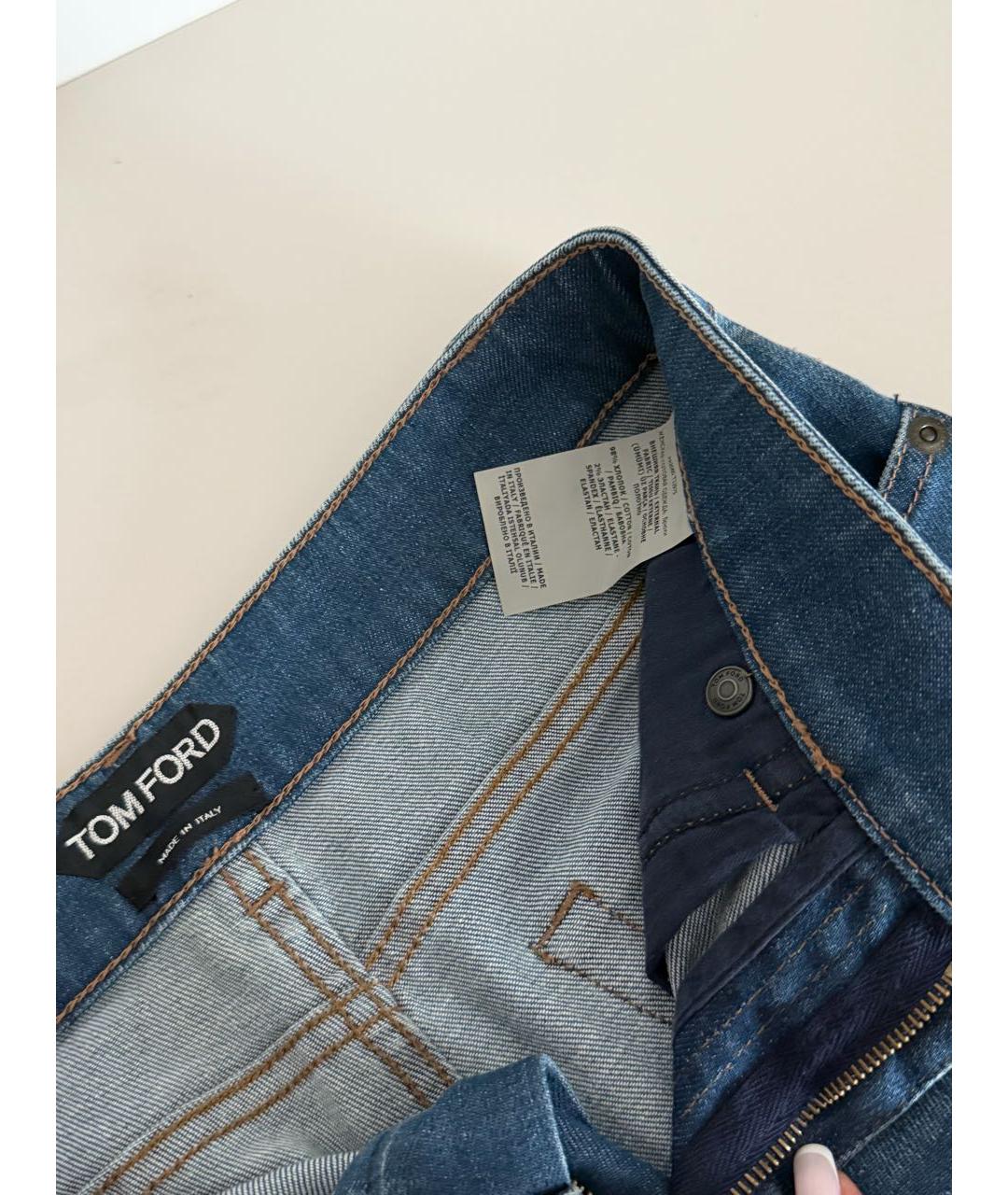 TOM FORD Синие хлопко-эластановые джинсы клеш, фото 4