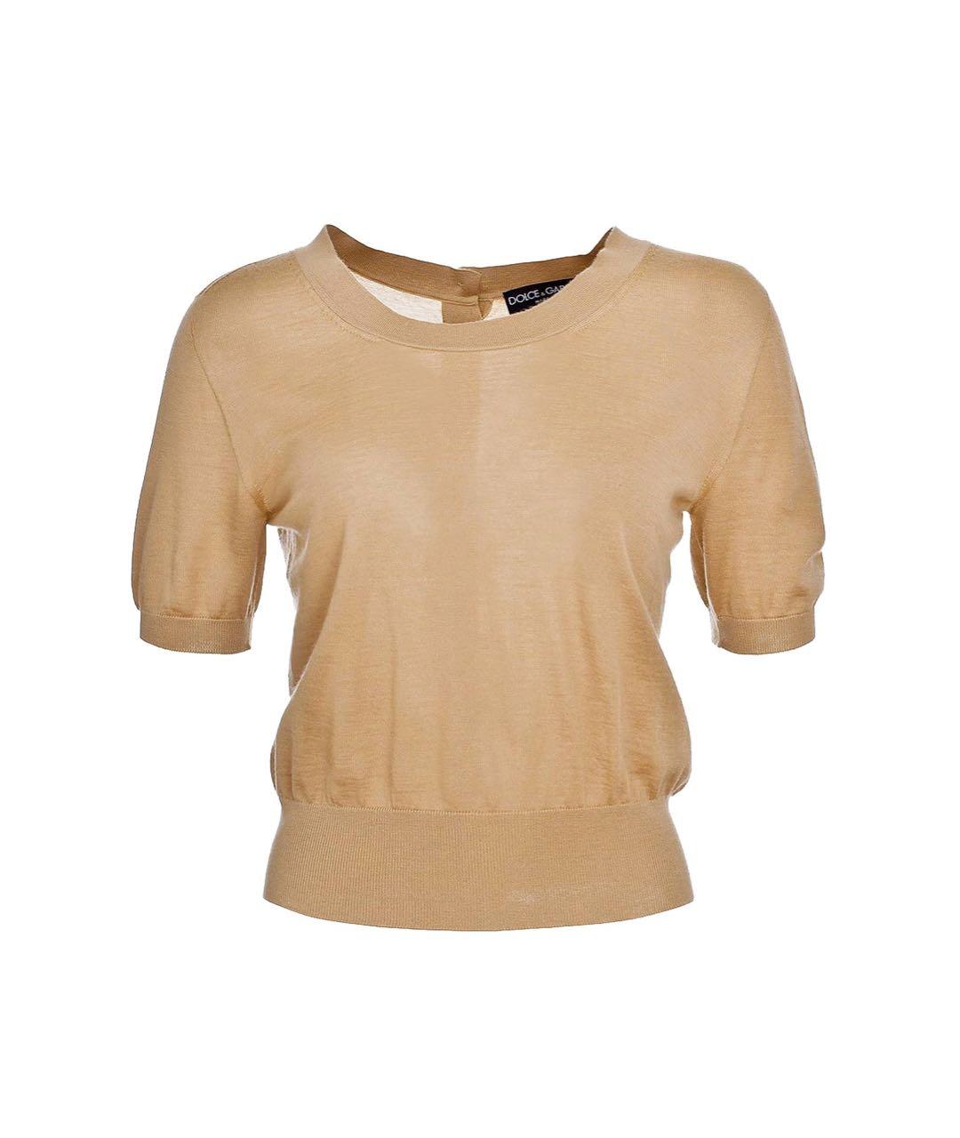 DOLCE&GABBANA Бежевый кашемировый джемпер / свитер, фото 9