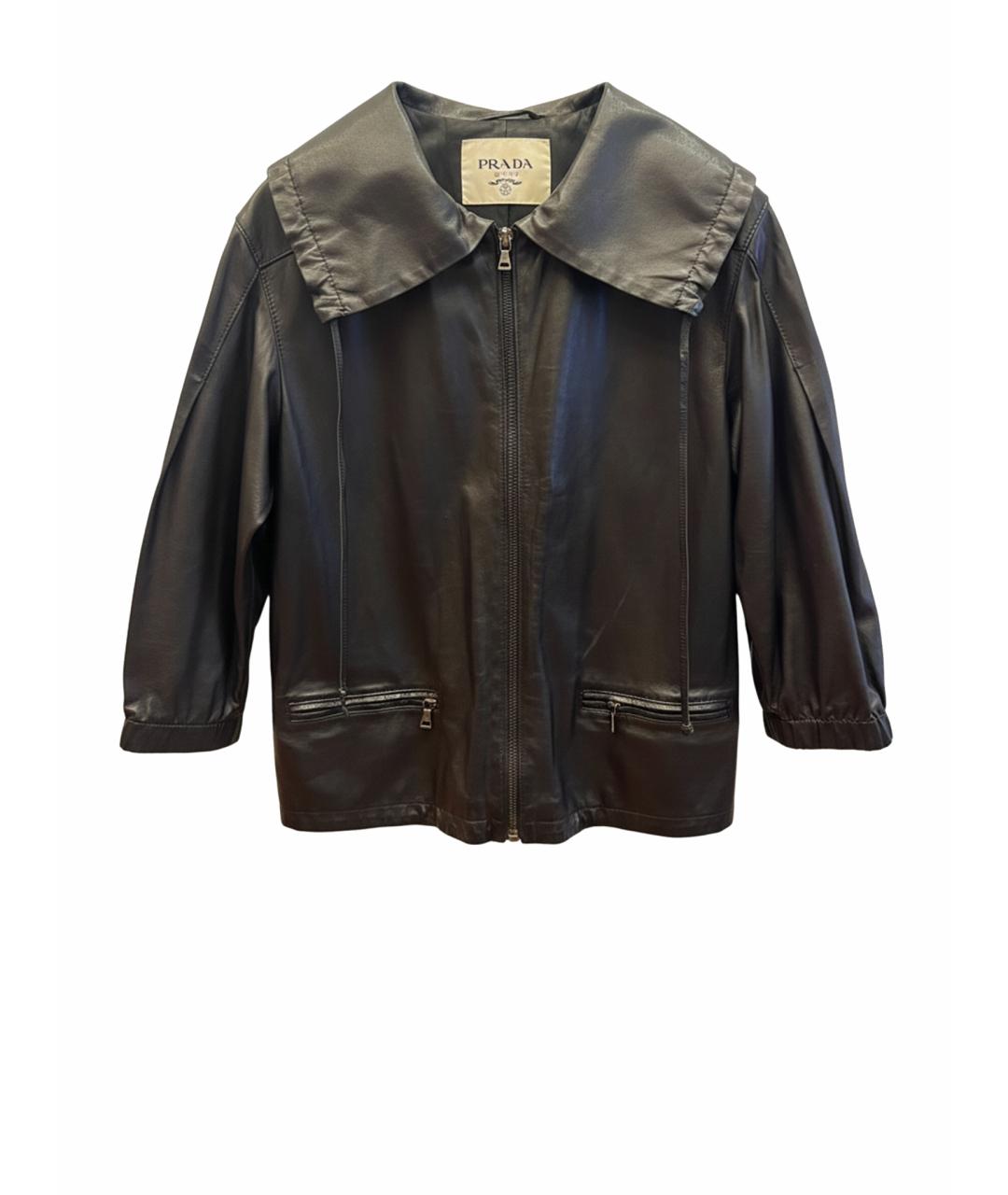 PRADA Черная кожаная куртка, фото 1