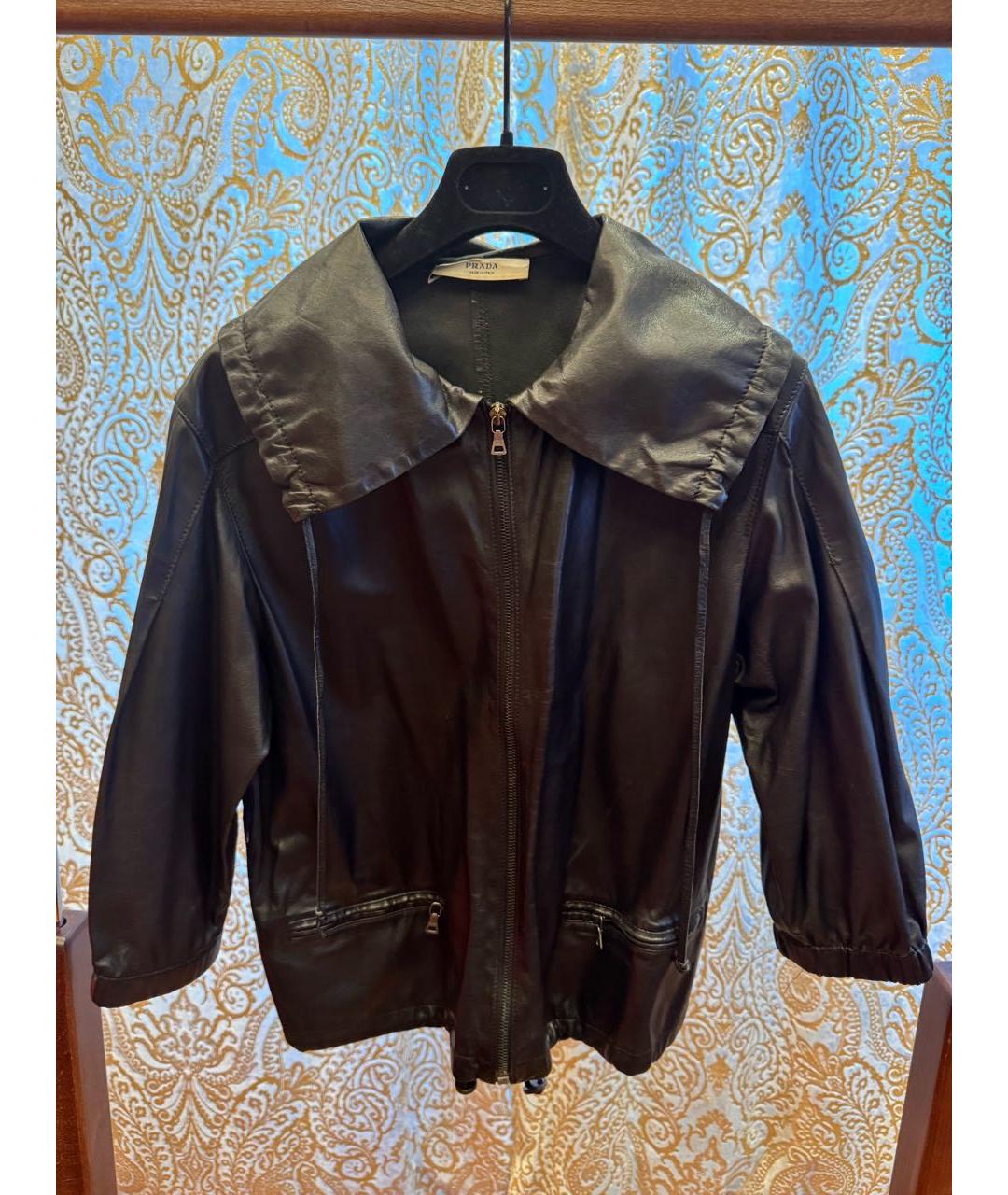 PRADA Черная кожаная куртка, фото 5