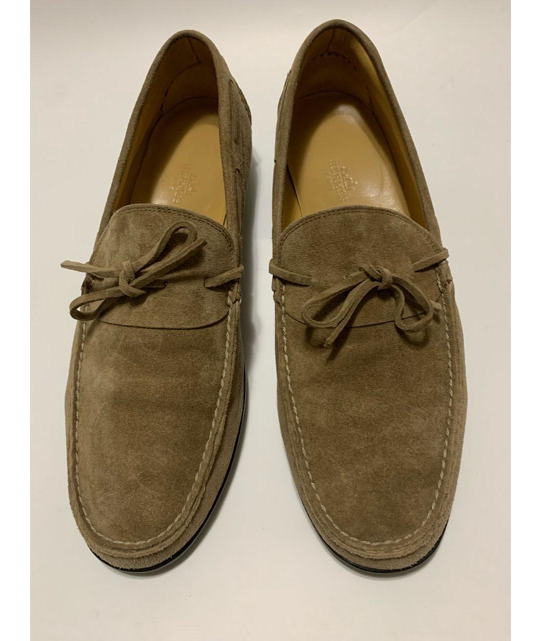 HERMES Коричневые замшевые мокасины, фото 3