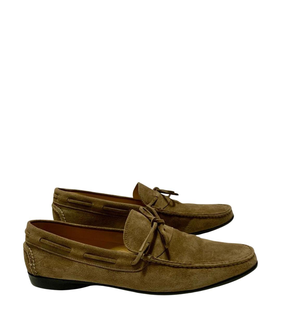 HERMES Коричневые замшевые мокасины, фото 1