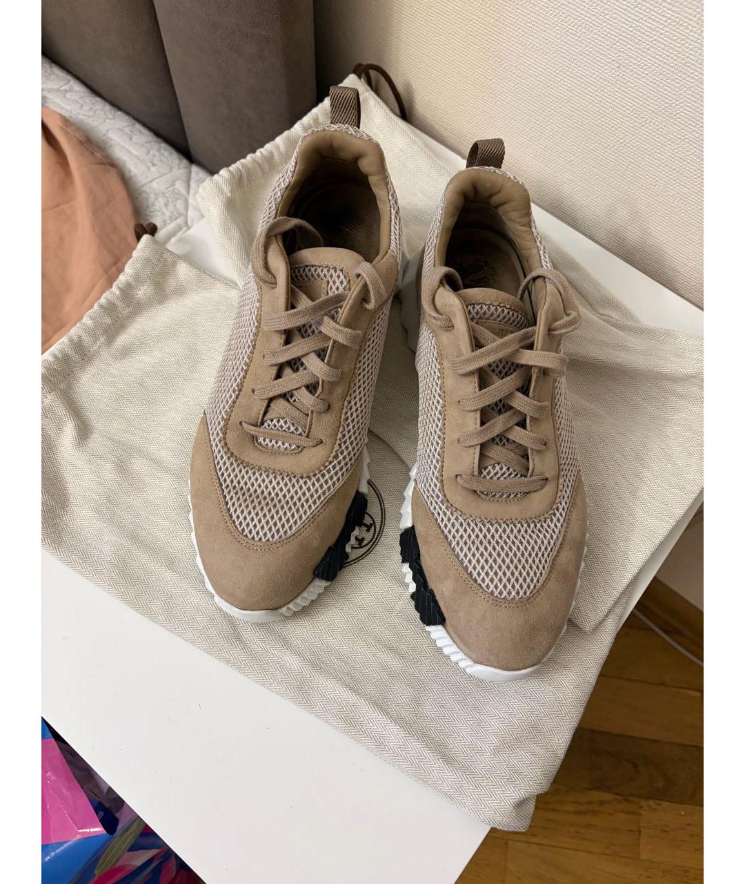 HERMES Бежевые низкие кроссовки / кеды, фото 4